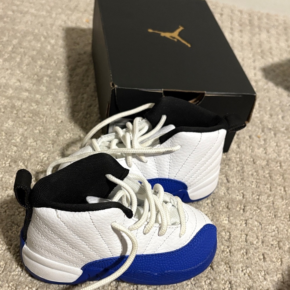 Jordan Kids White and Blue Sneakers